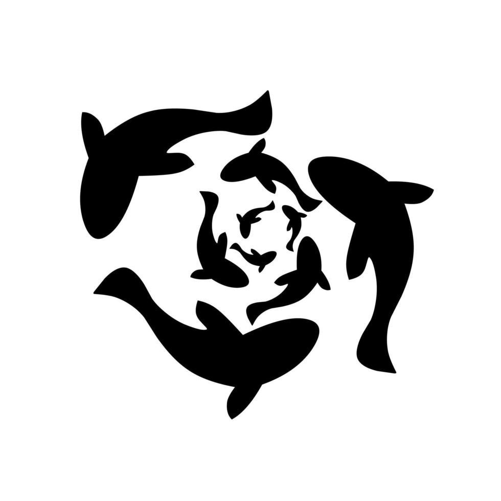 banco de peces un grupo de peces nadando en círculo. Aislado en un fondo blanco. vida marina. ideal para logotipos de vida marina. ilustración vectorial vector