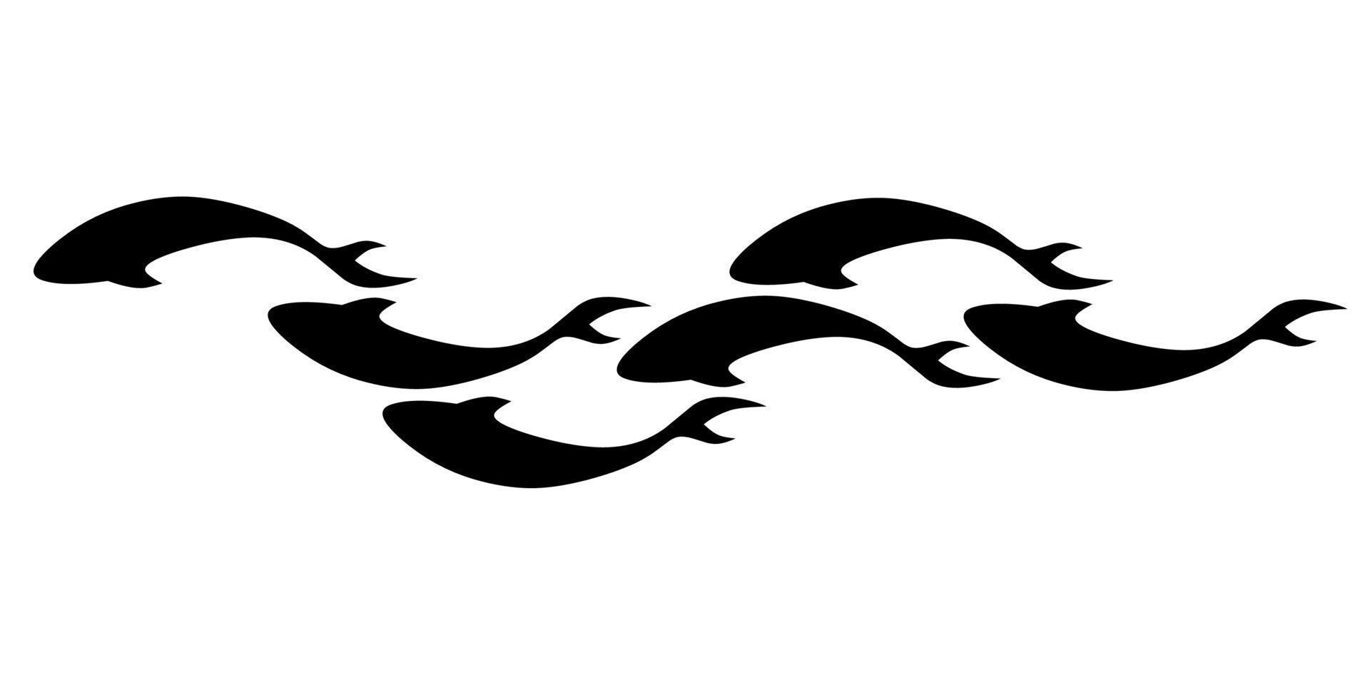 colonia de peces negros. banco de peces diseño de plantilla de logotipo. Aislado en un fondo blanco. ilustración vectorial vector