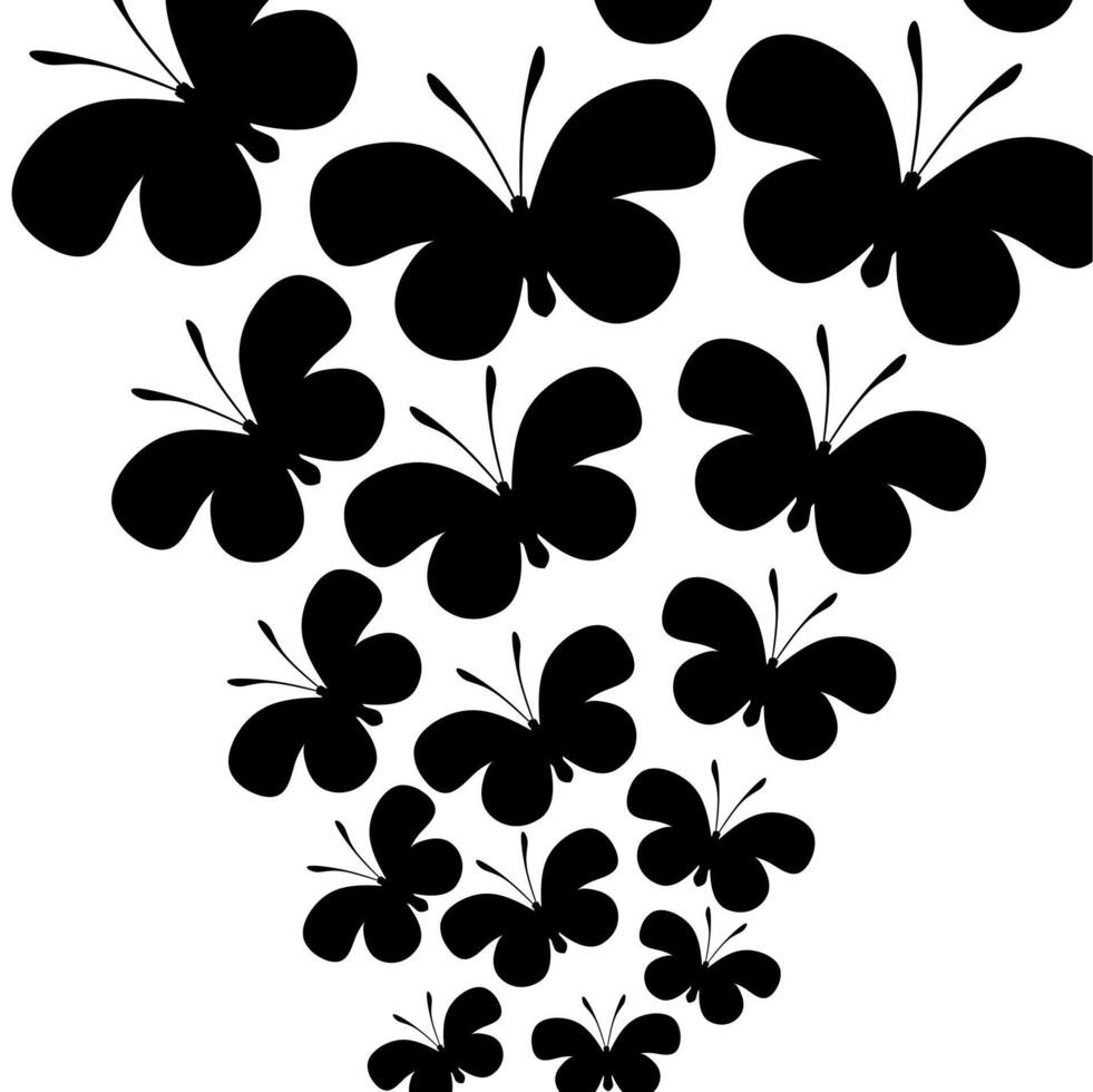 Vector silhouette of a butterfly. Black butterfly group design. Isolated on a white background. Illustration