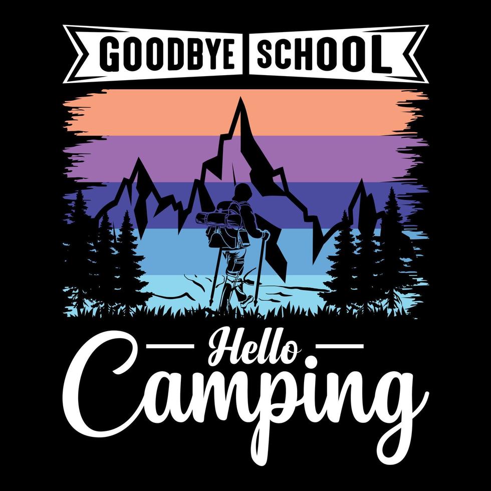 Happy camping typography vector t-shirt design, illustration, vintage background