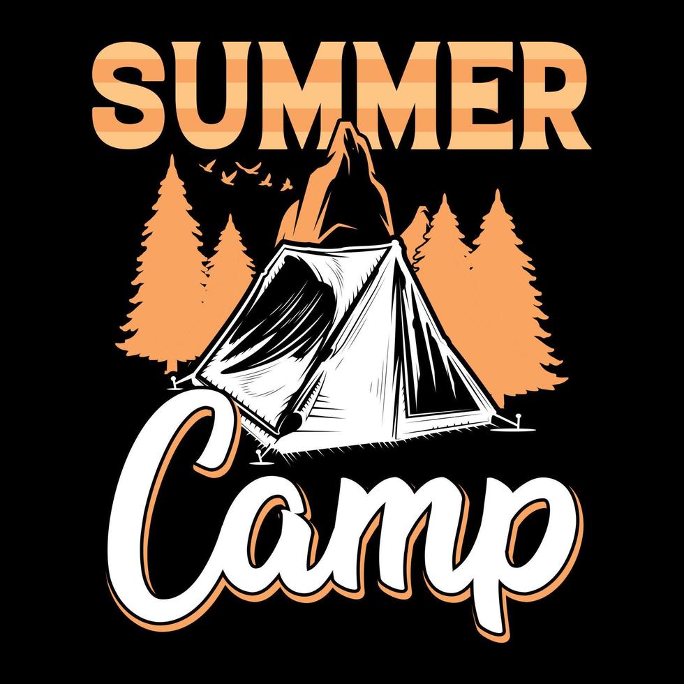 Summer camp vintage t-shirt design, vector element, illustration