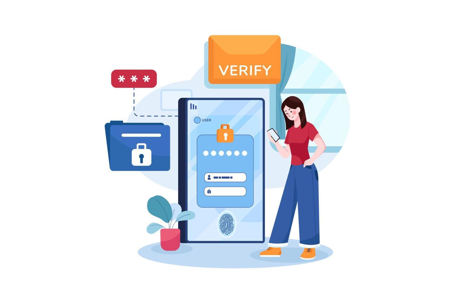 Password Protection Flat Illustrations Concept vector