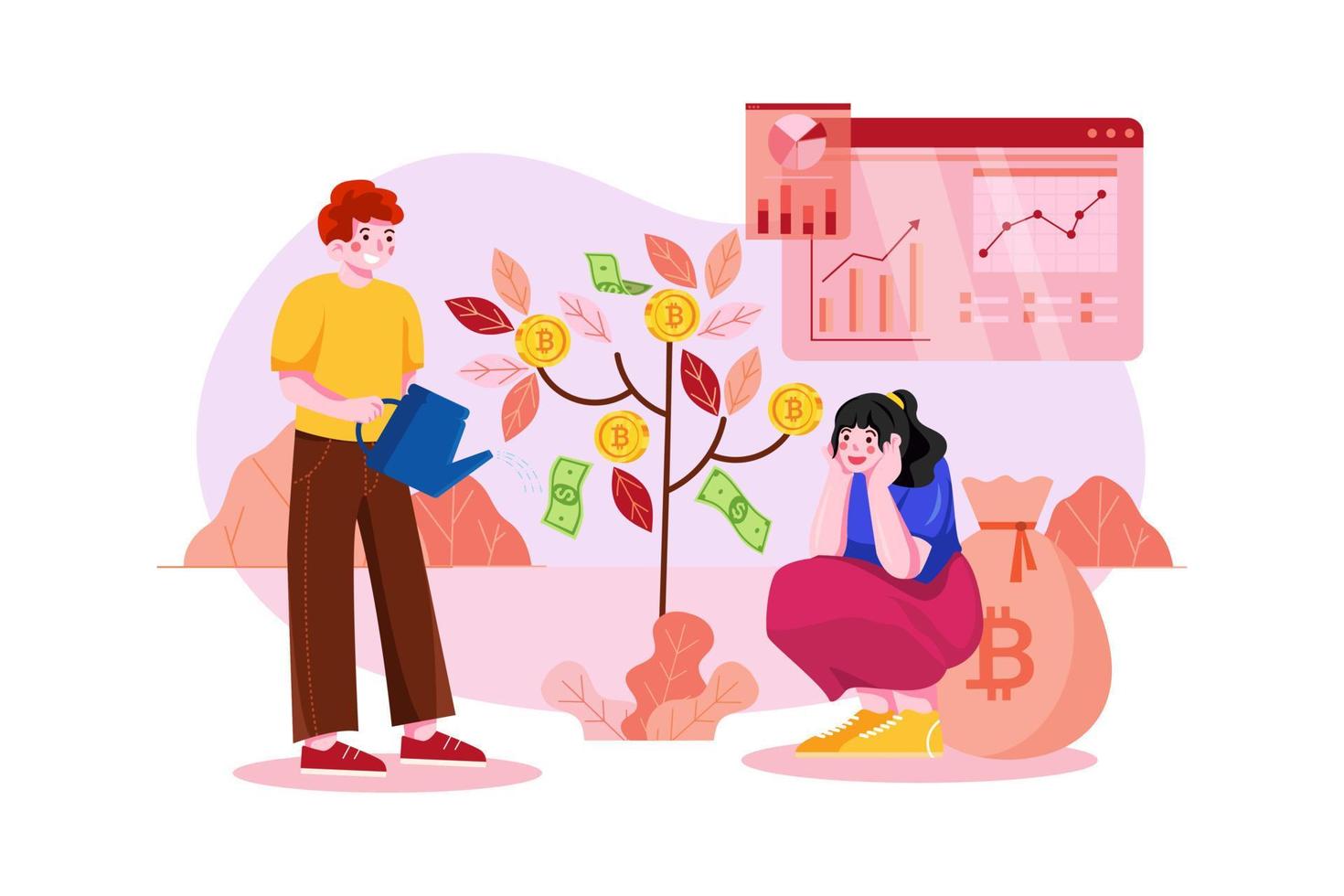 Crypto Investment Flat Illustrations Concept vector