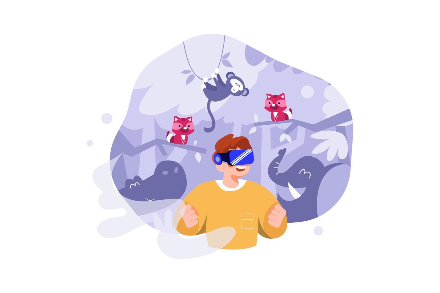 Man experiencing Virtual Zoo vector