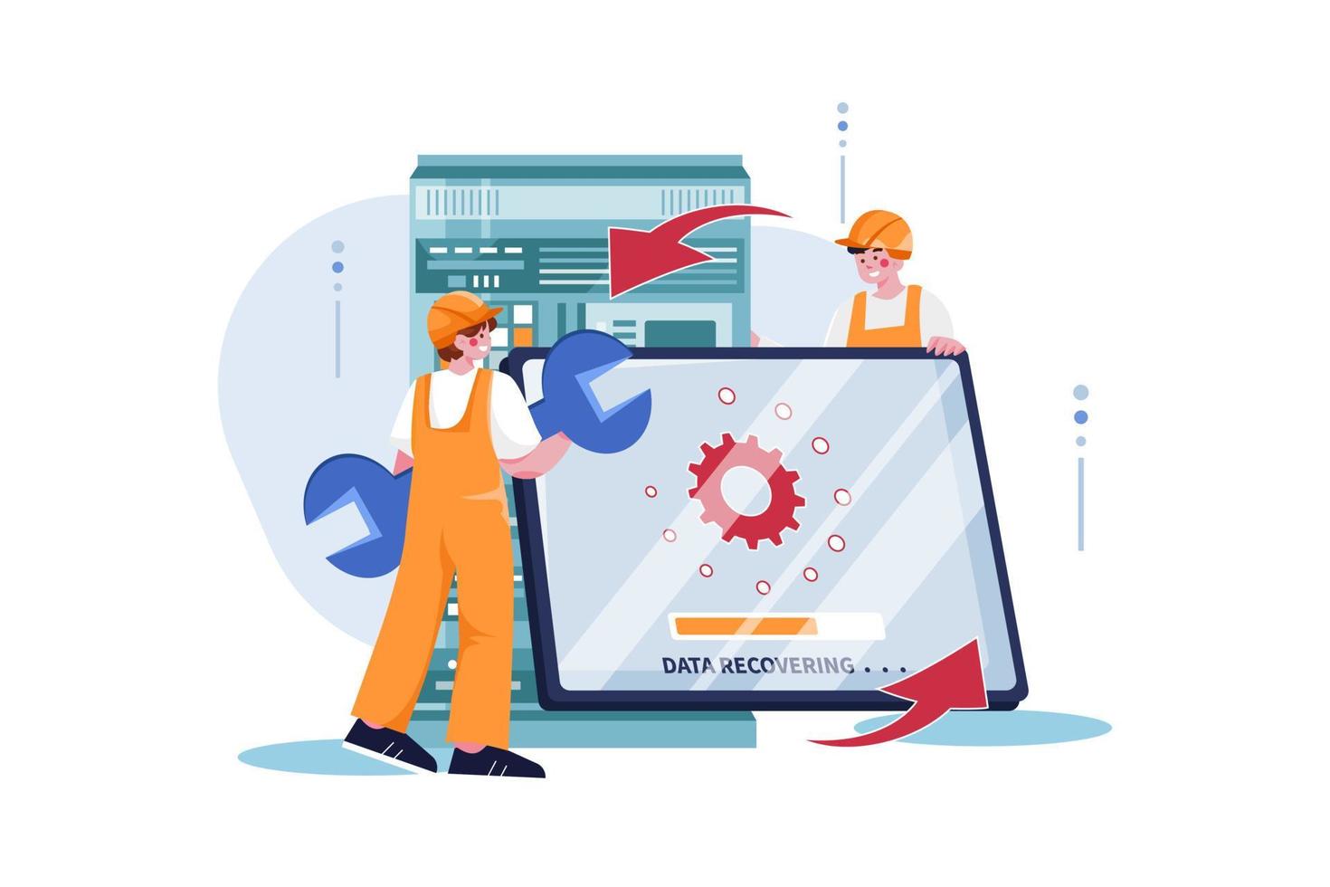 Data recovery server Flat Illustrations Concept vector