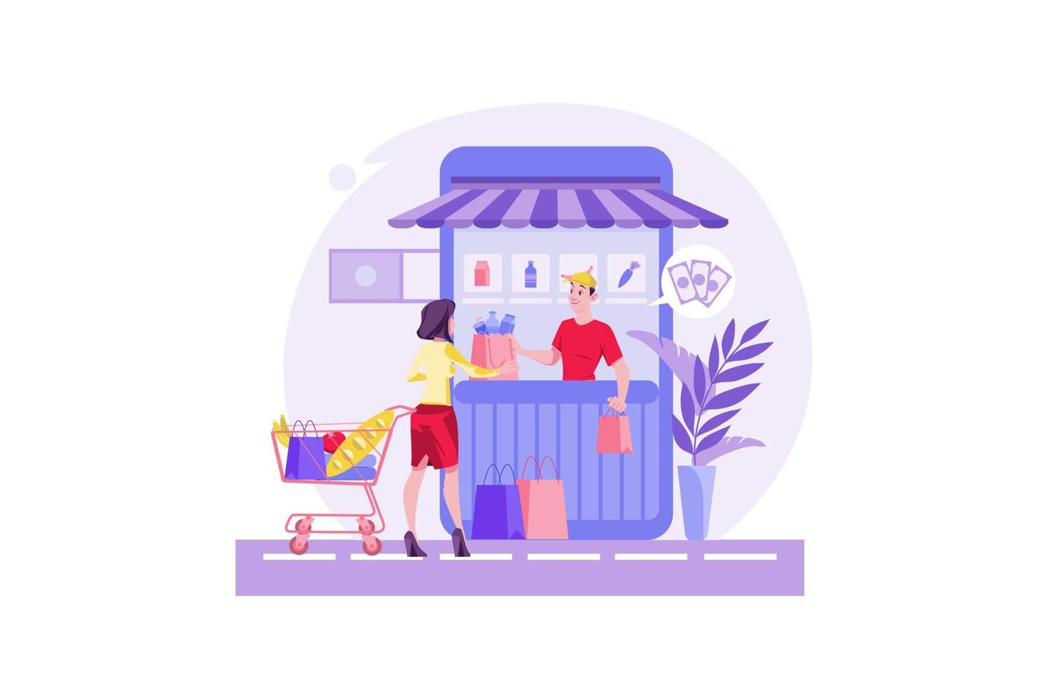 Grocery shopping concept. vector