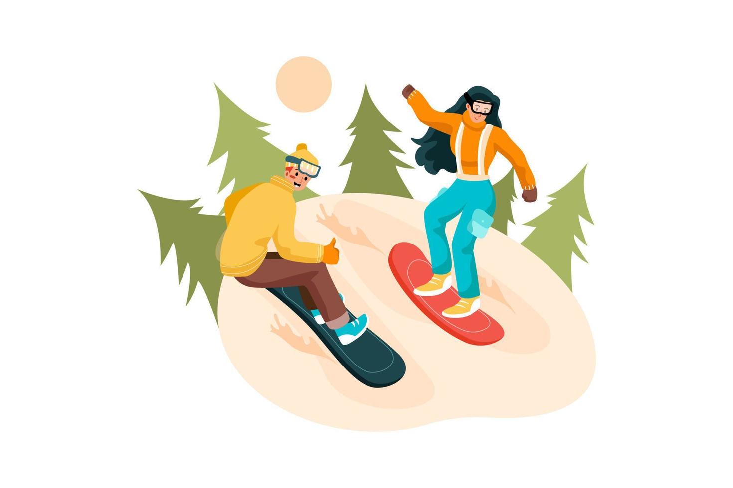 Snowboarding Flat Illustrations Concept vector