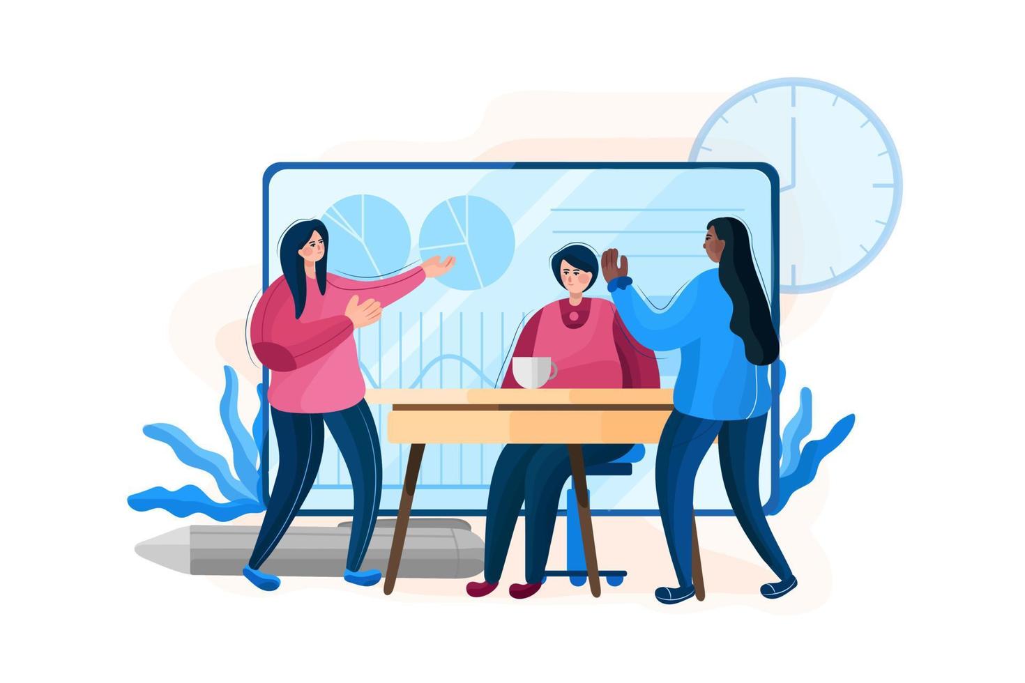 Teamwork flat Illustration concept vector