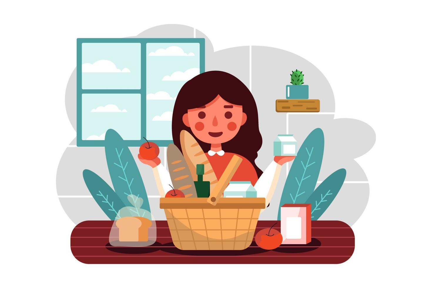 Shopping Basket flat Illustration concept vector