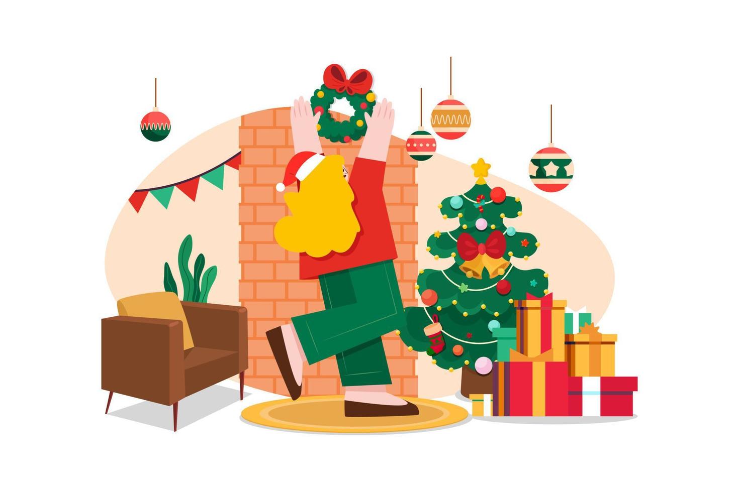 Christmas decoration at home vector