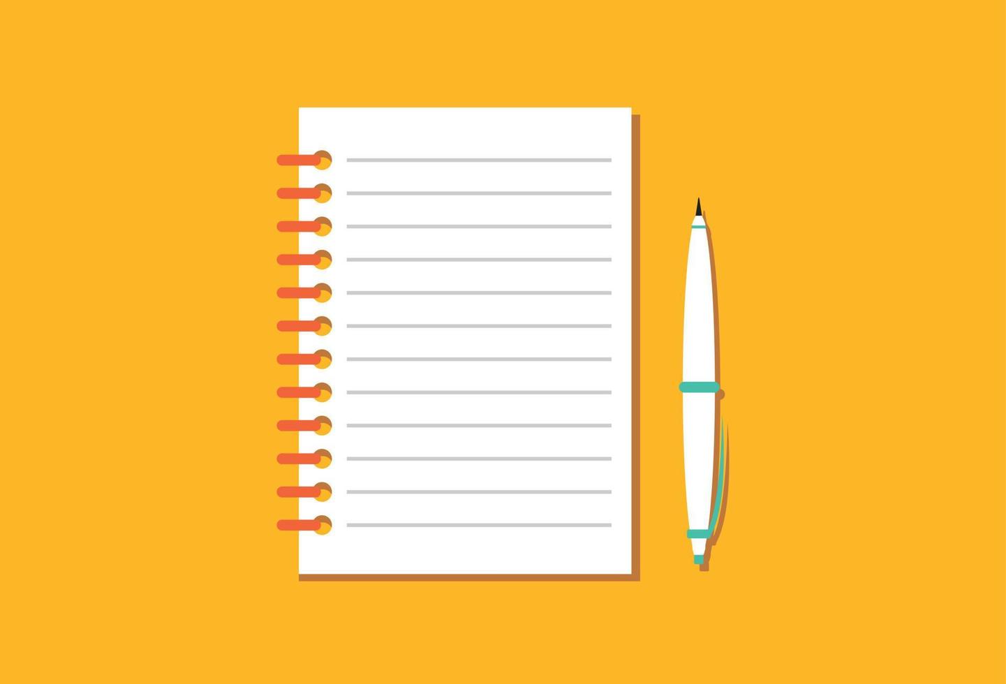 espiral diario bolígrafo cuaderno escritura creativa ilustración de trabajo anuncio de negocios vector