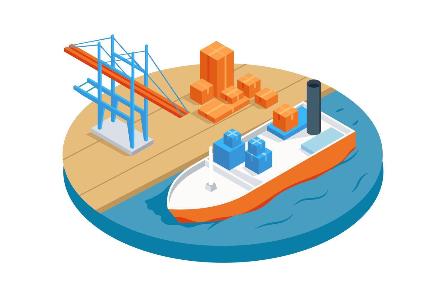 Sea Freight flat Illustration concept vector