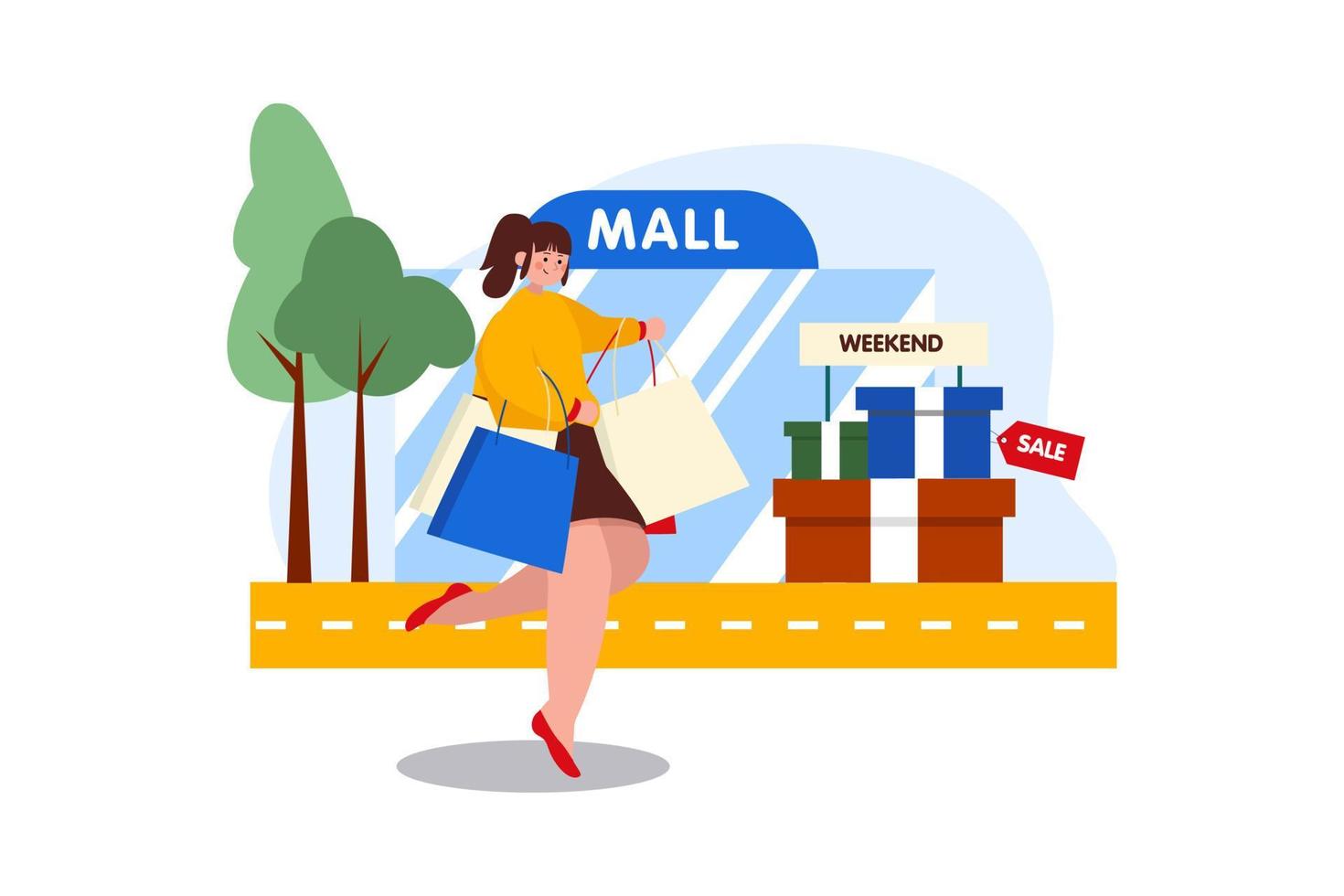 Woman doing shopping on weekend vector