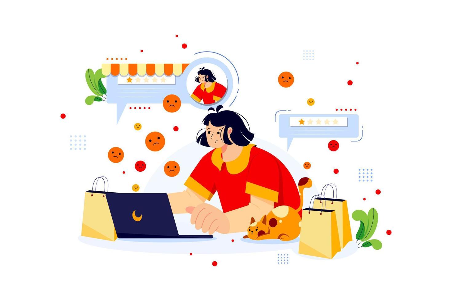 Customer Giving A Negative Review To The Product On Online Store vector