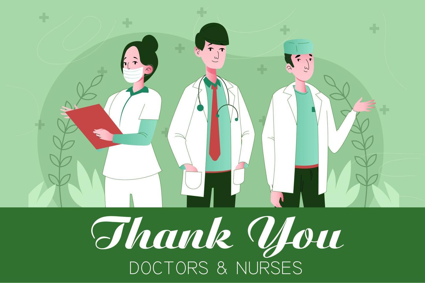 Thank you doctors and nurses Illustration concept. Flat illustration isolated on white background vector