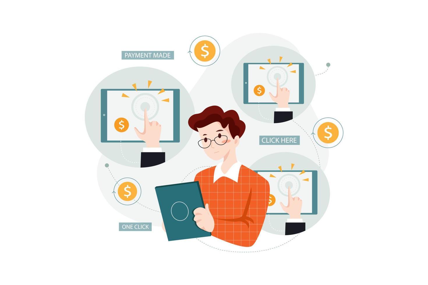 Pay Per Click Management Flat Illustrations Concept vector