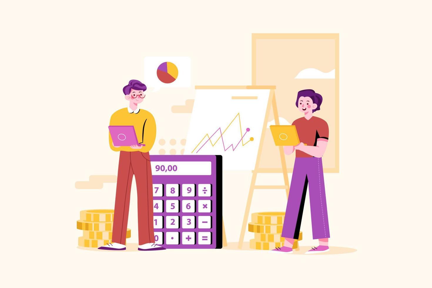 Financial Management Flat Illustrations ConCept vector