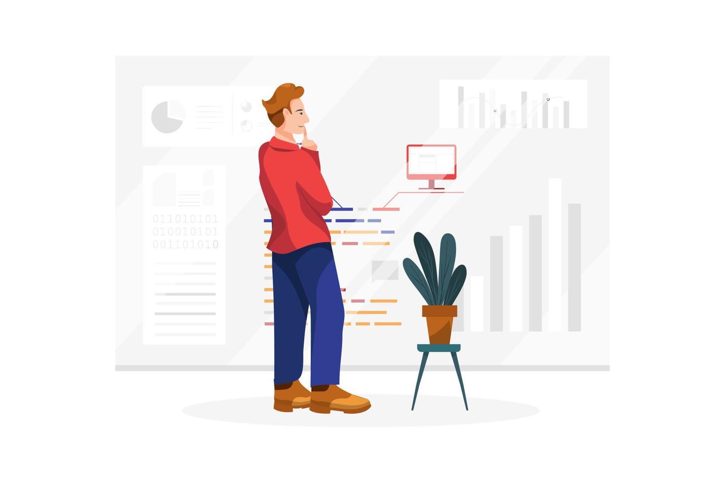 Software developer flat Illustration concept vector