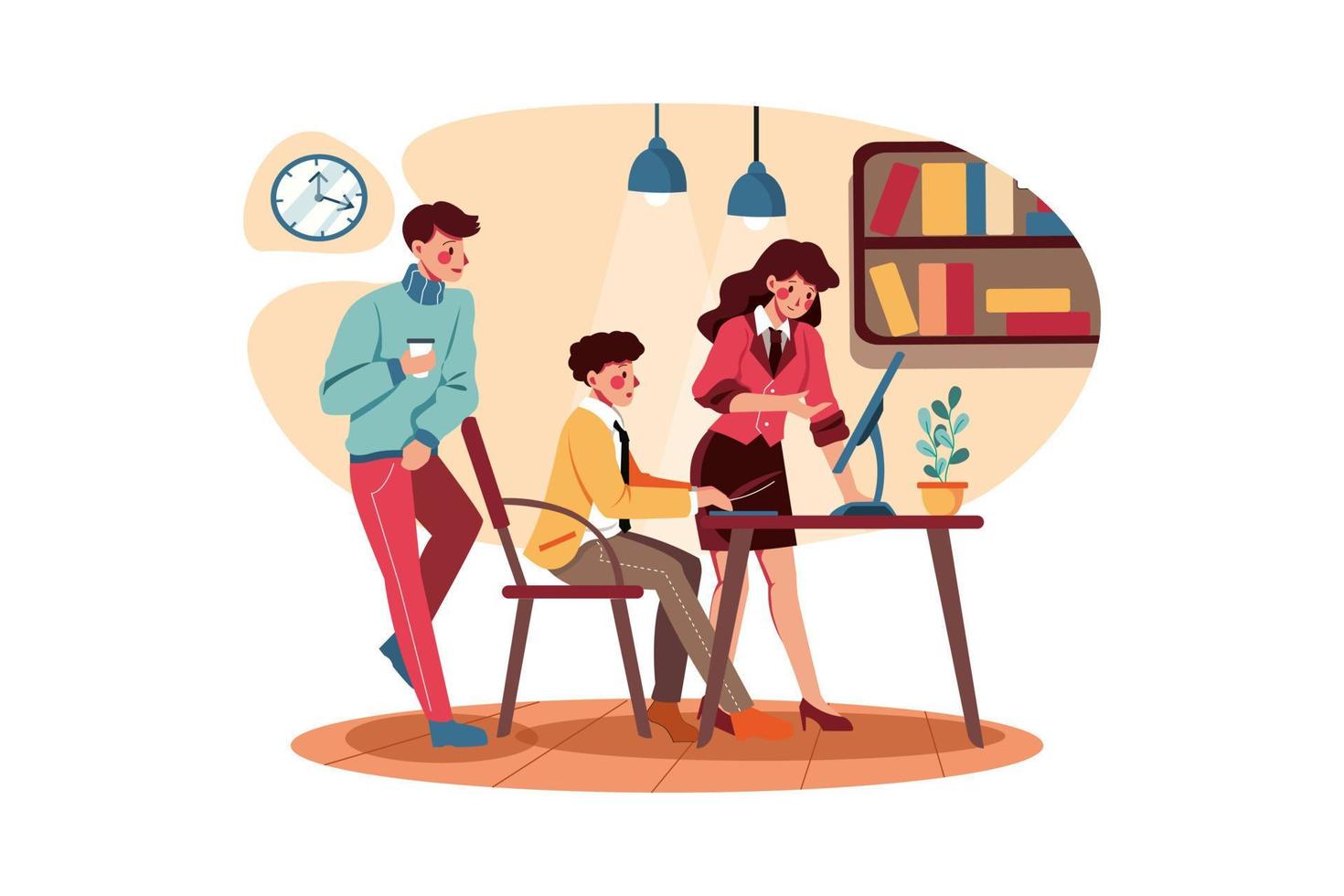 Businesswomen training a new employee vector