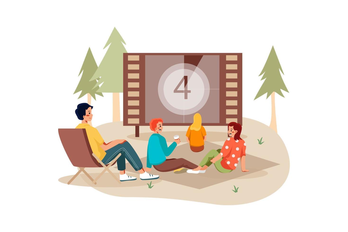 Open-air cinema Illustration Concept vector