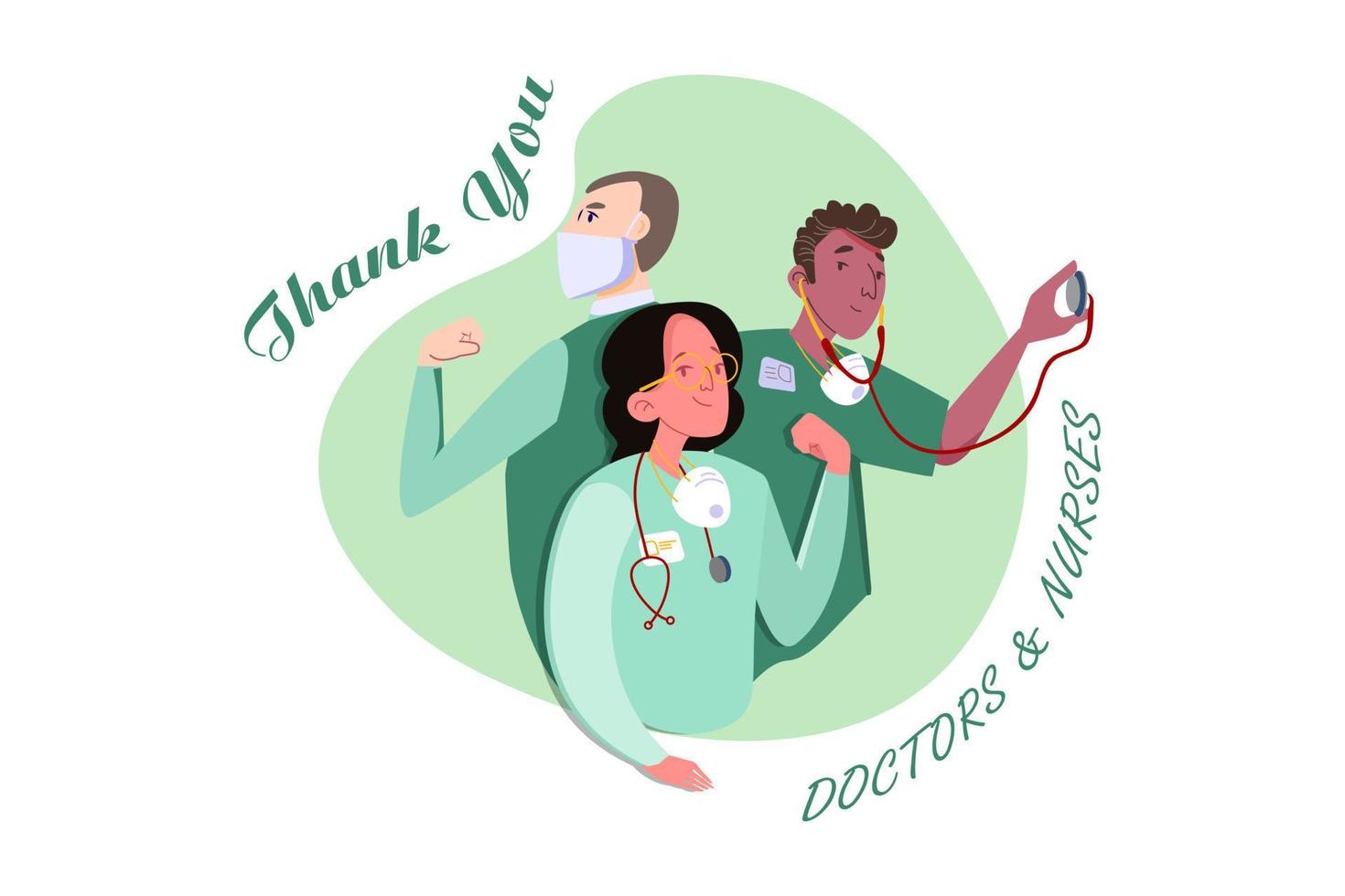 Thank you doctors and nurses Illustration concept. Flat illustration isolated on white background vector