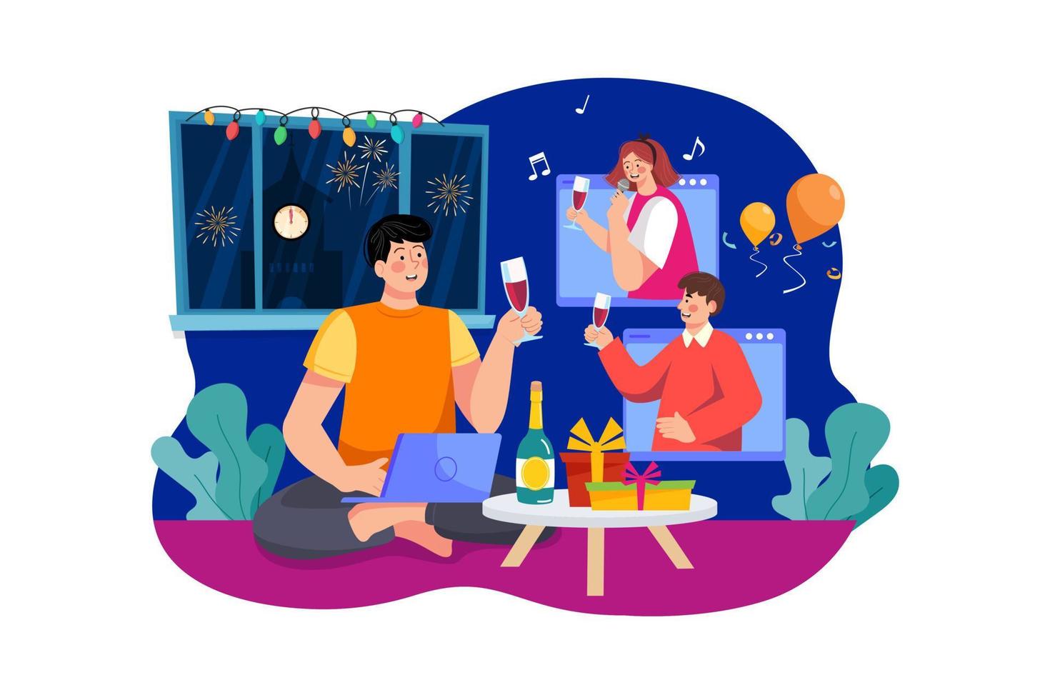 Happy new year Illustration concept. Flat illustration isolated on white background vector