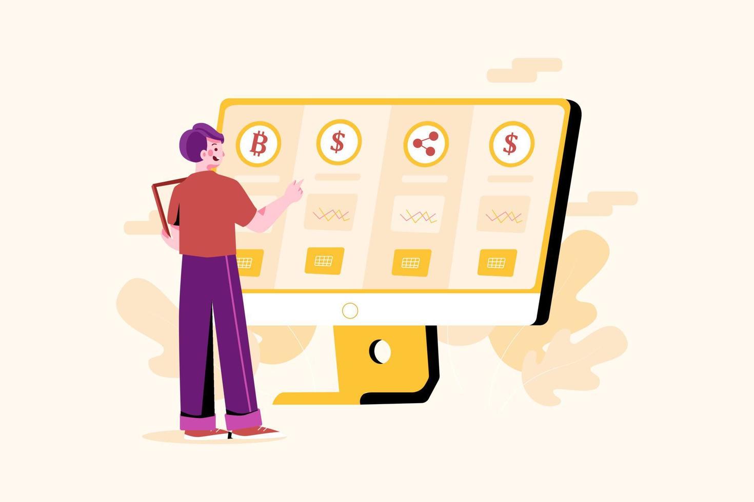 Cryptocurrency Marketplace Flat Illustrations ConCept vector