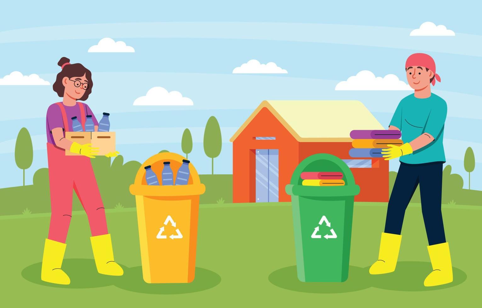 People Recycling At Home Concept Background vector