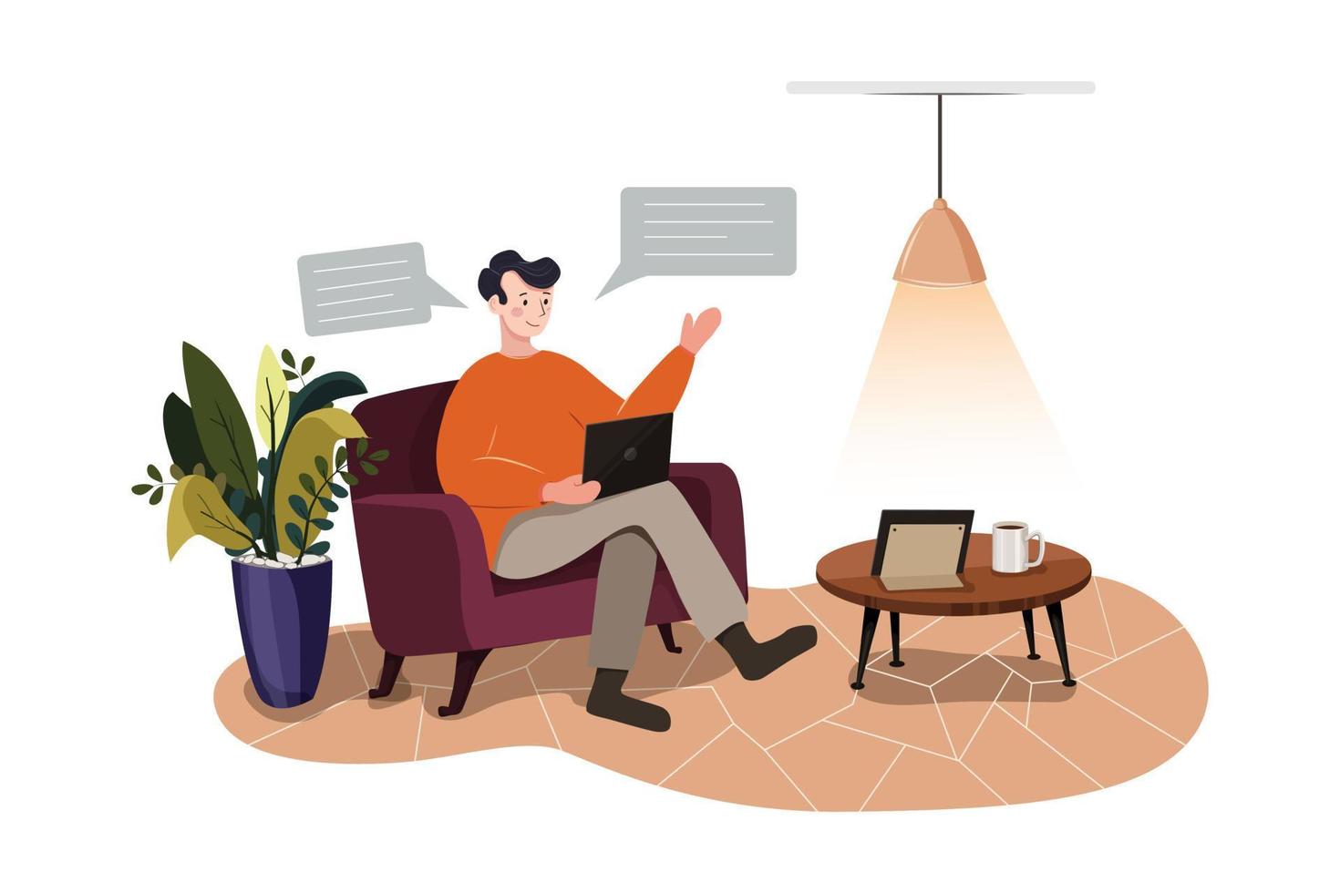 Work from home Illustration concept. Flat illustration isolated on white background vector