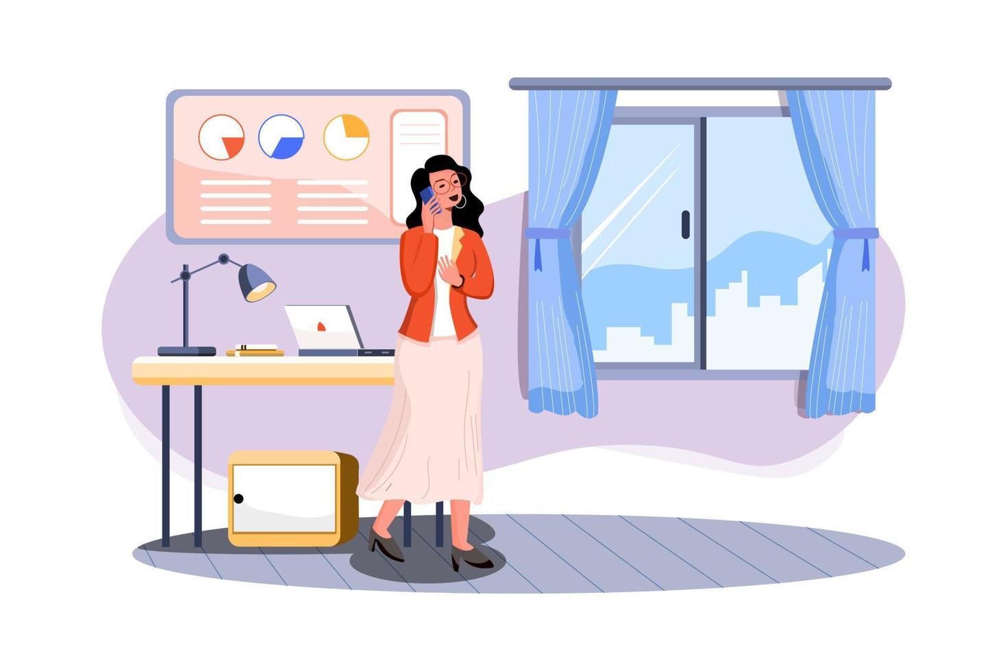 Girl chatting on mobile Illustration vector