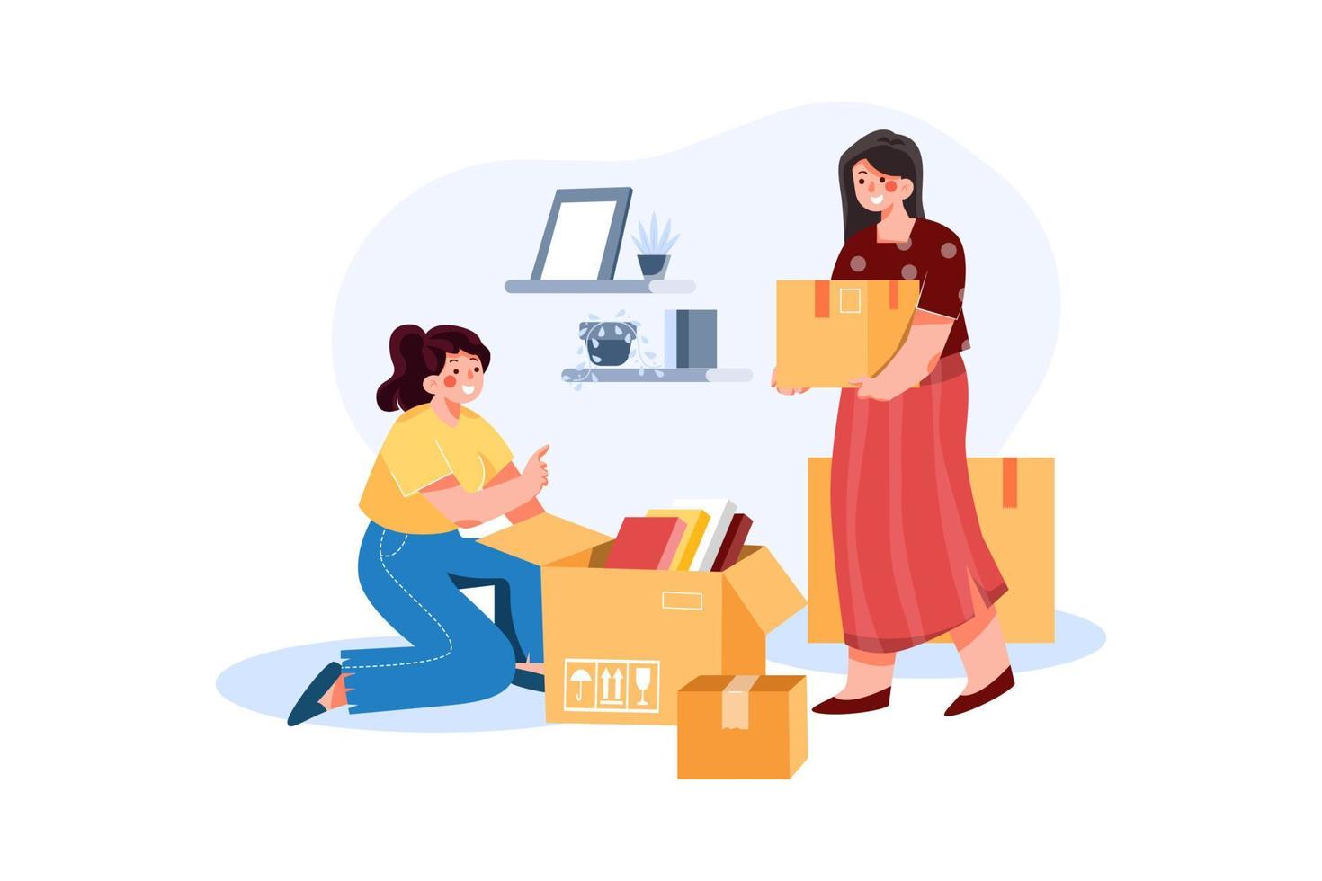 Packing Things For Moving House vector