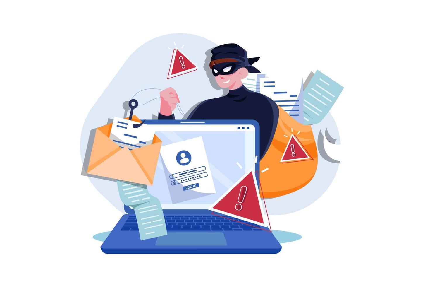 concepto de ilustraciones planas de phishing de datos vector