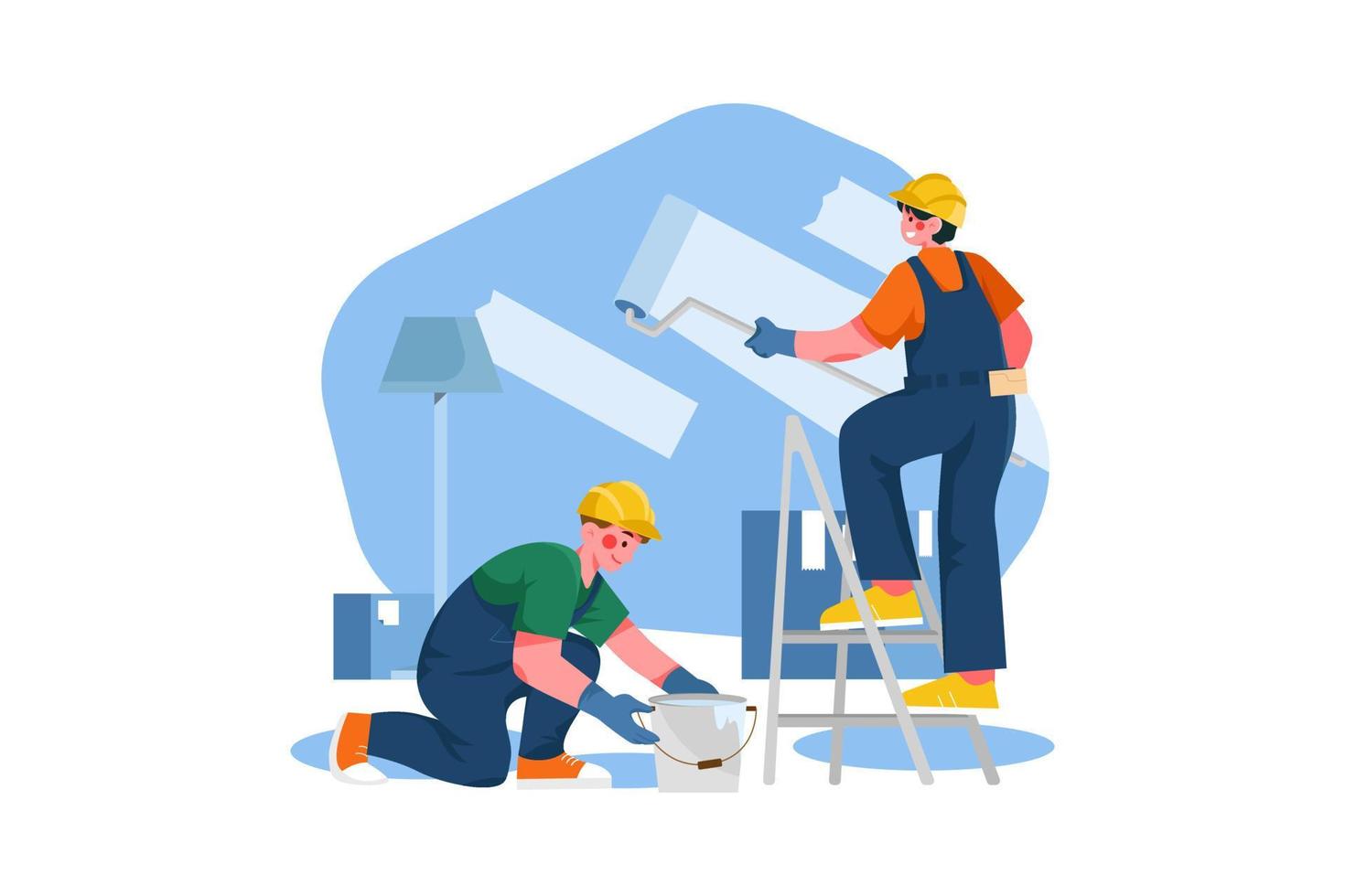 Construction worker painting wall vector