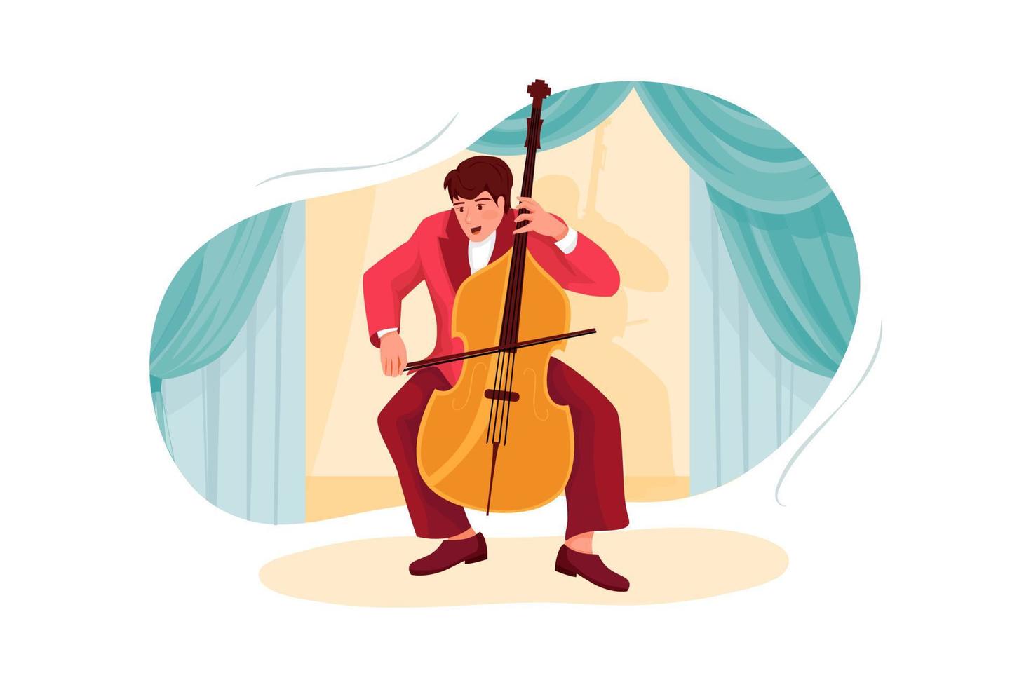 artista masculino tocando una gran ilustración de violín vector