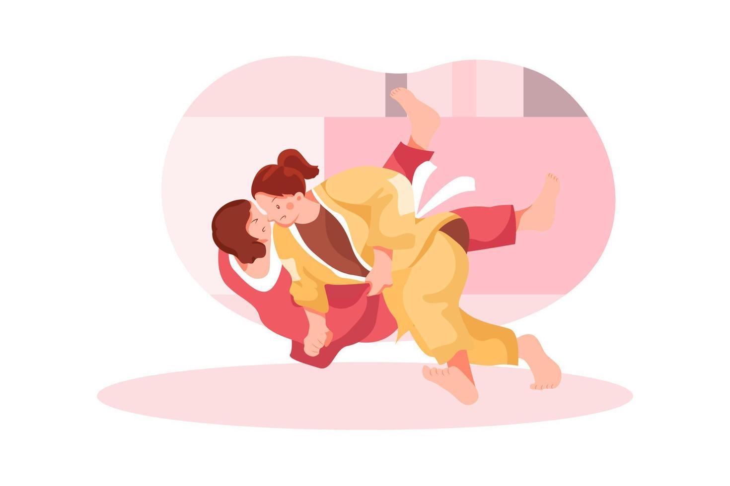 Judo Flat Illustrations ConCept vector