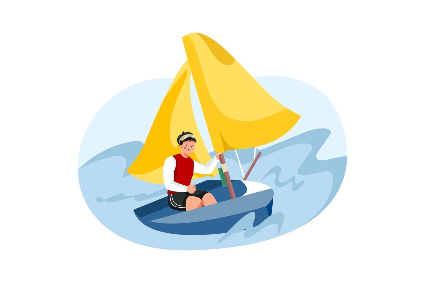 Sailing Flat Illustrations ConCept vector