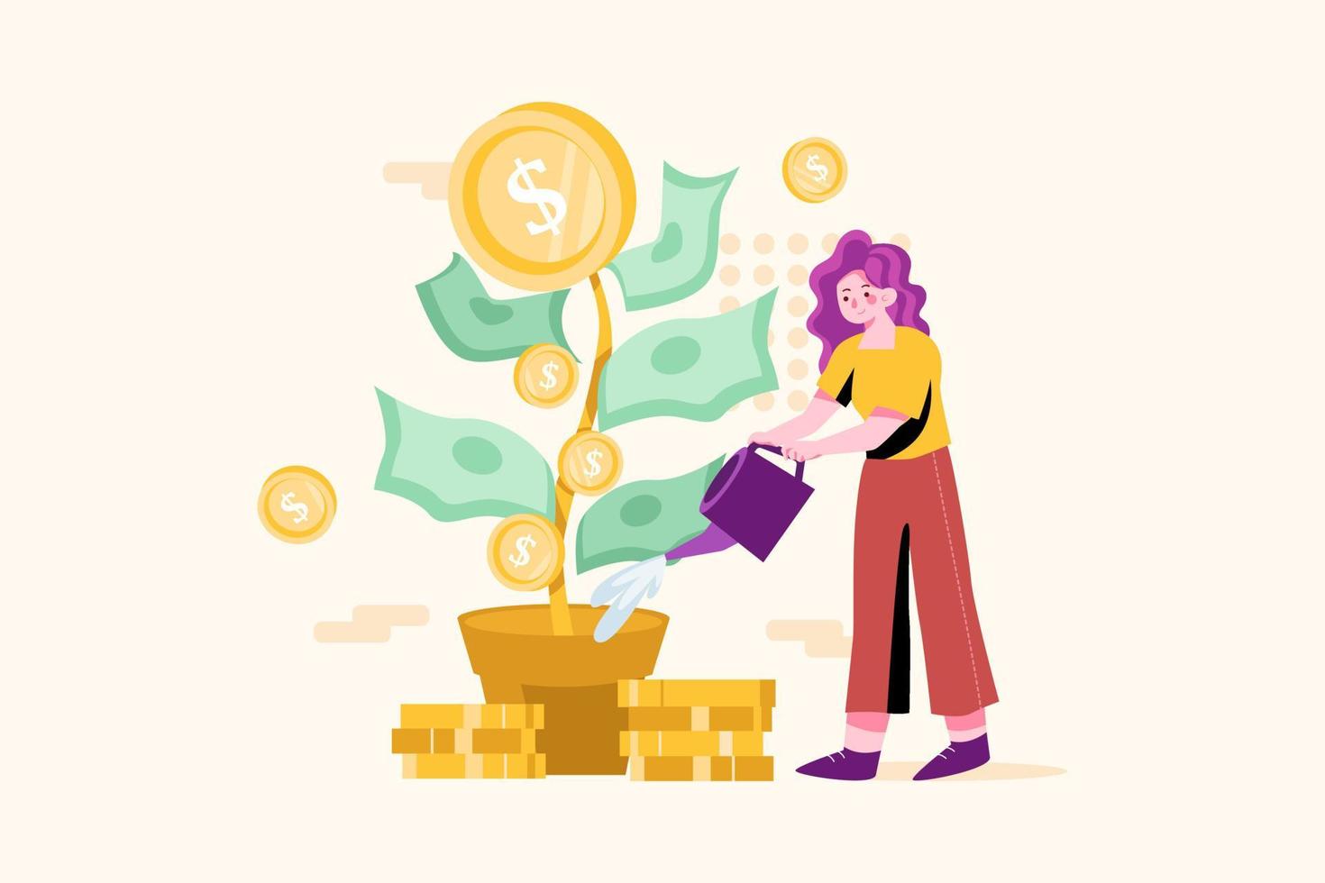 Cryptocurrency Investment Flat Illustrations ConCept vector