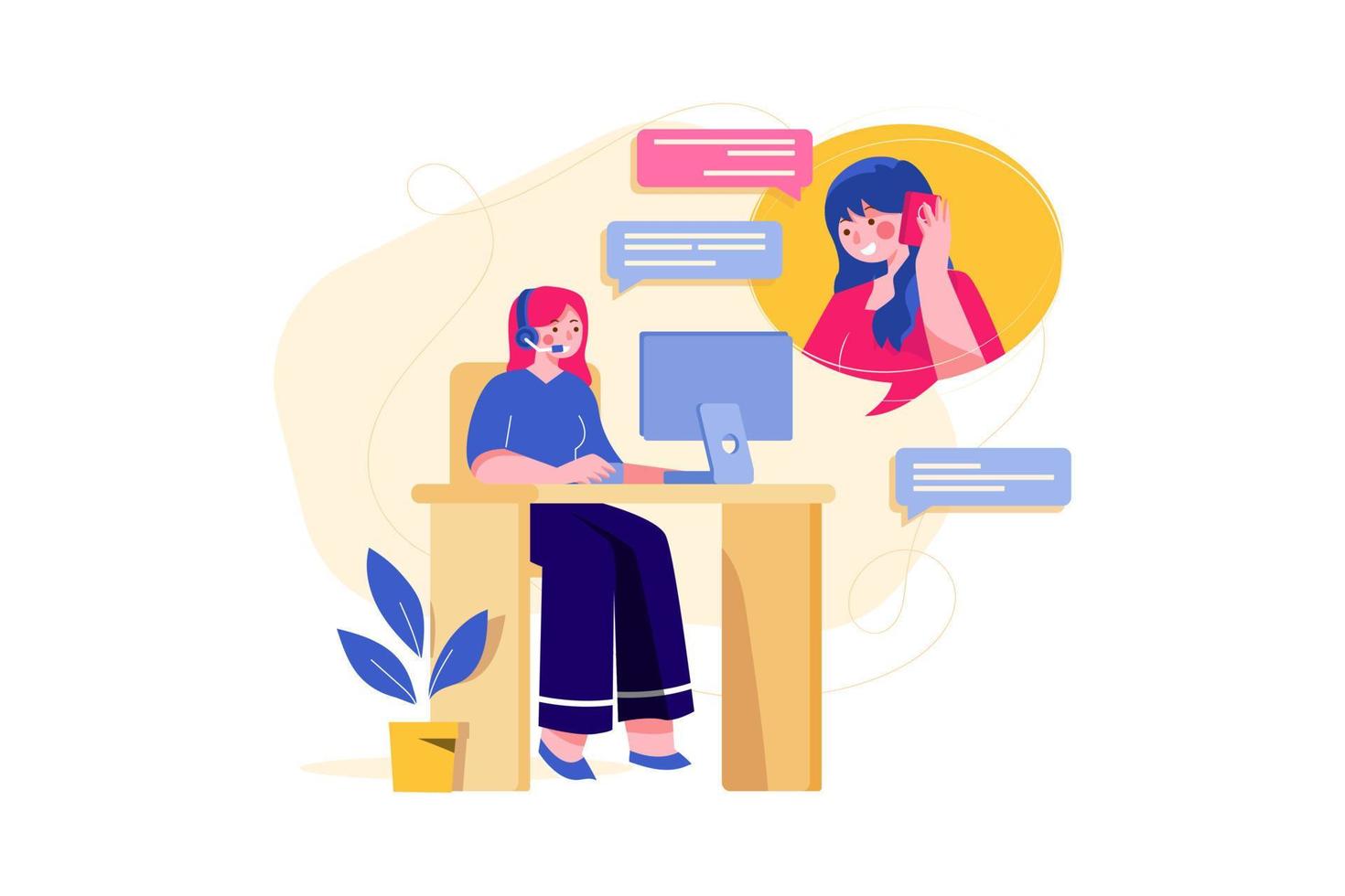 Customer Support Flat Illustrations Concept vector