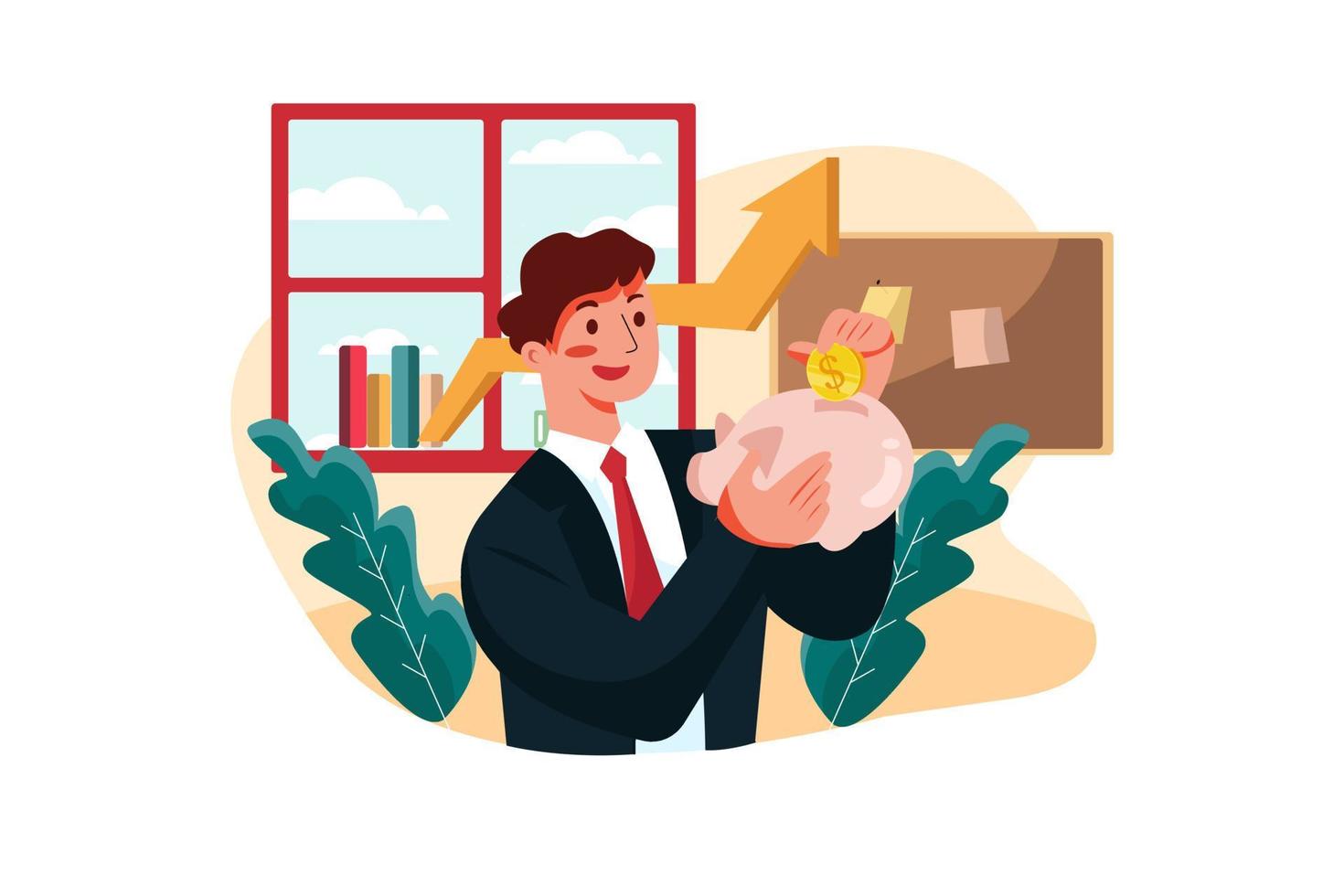 Businessman saving his profit Illustration vector