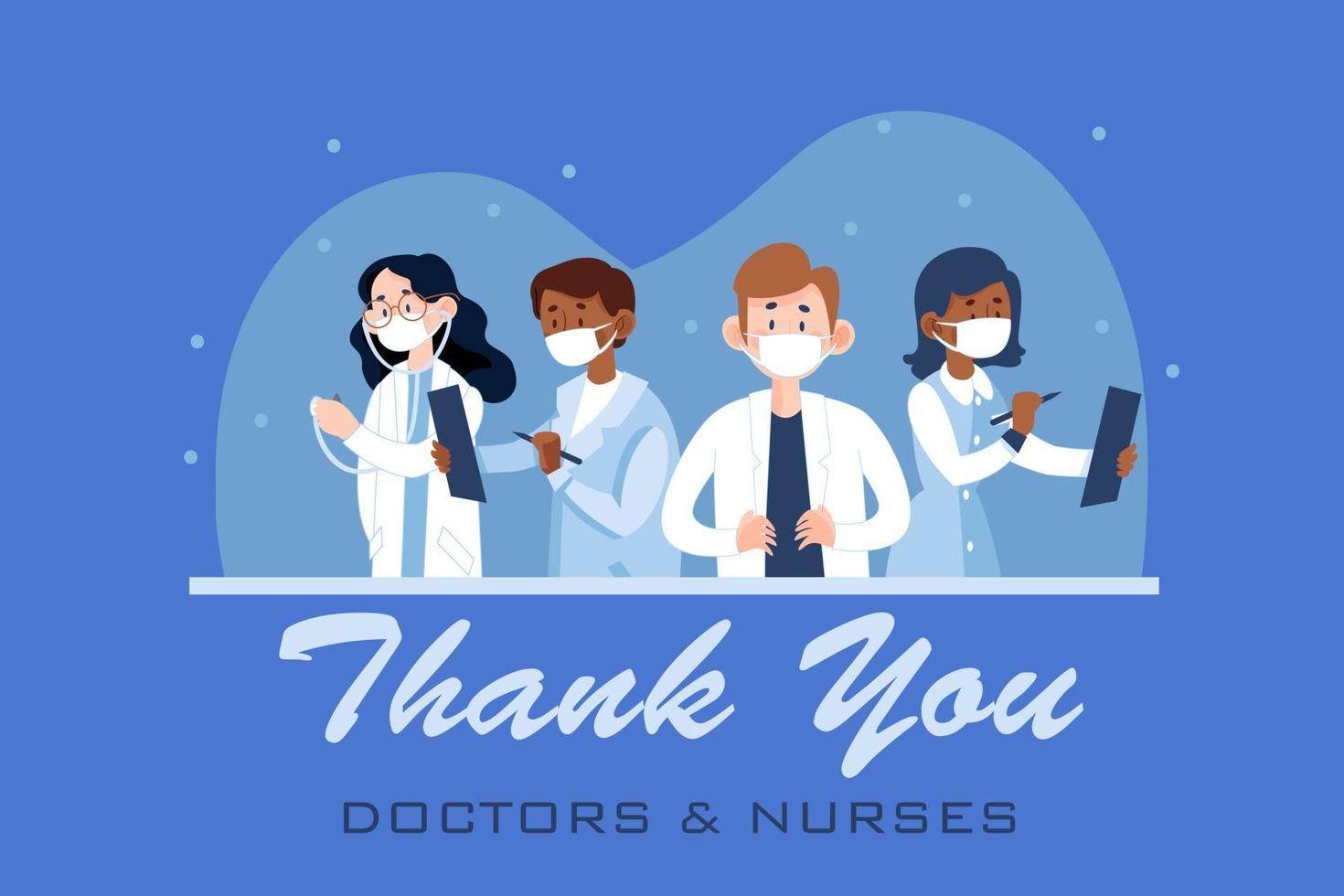 Thank you doctors and nurses Illustration concept. Flat illustration isolated on white background vector