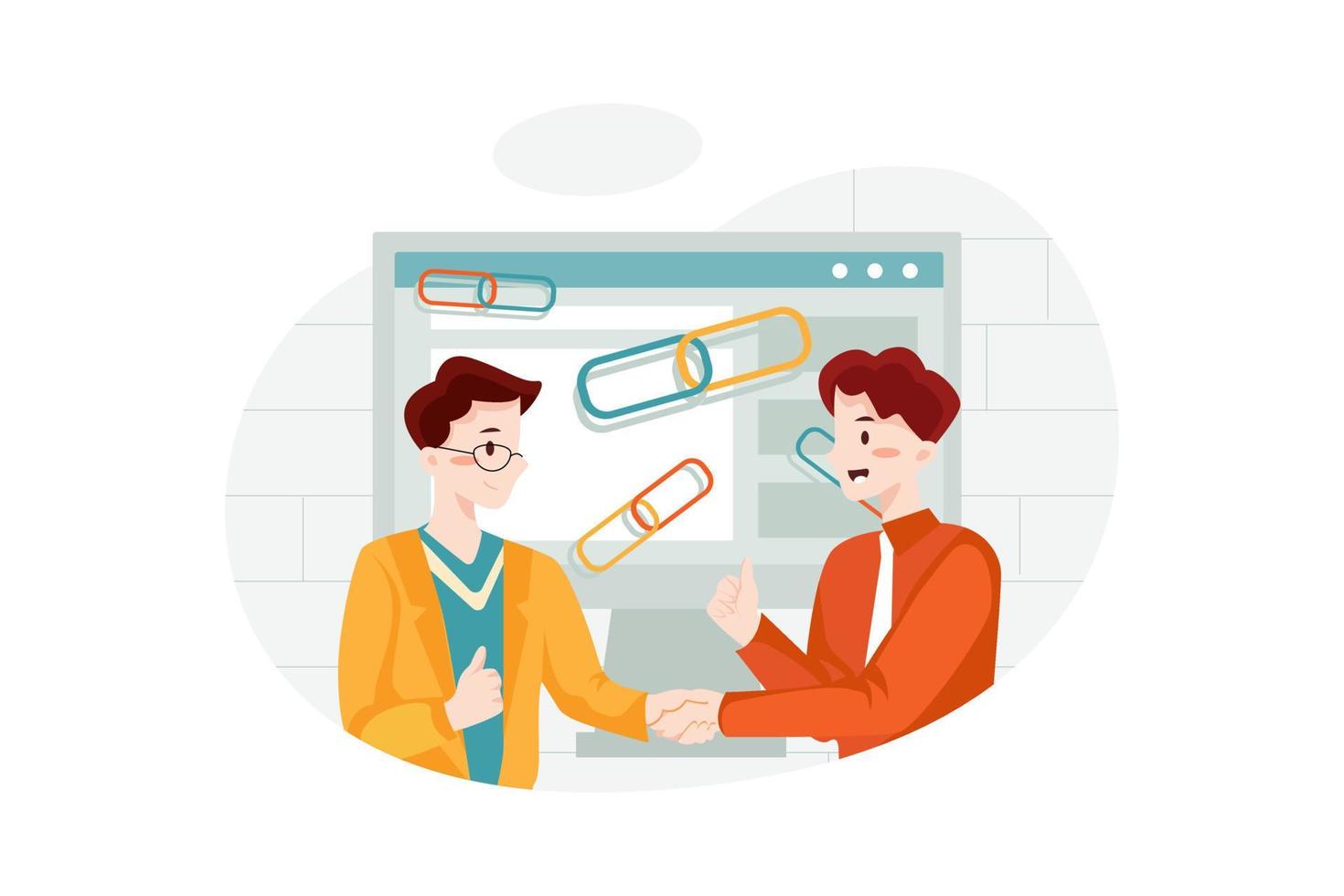 Quality Link Building Flat Illustrations Concept vector