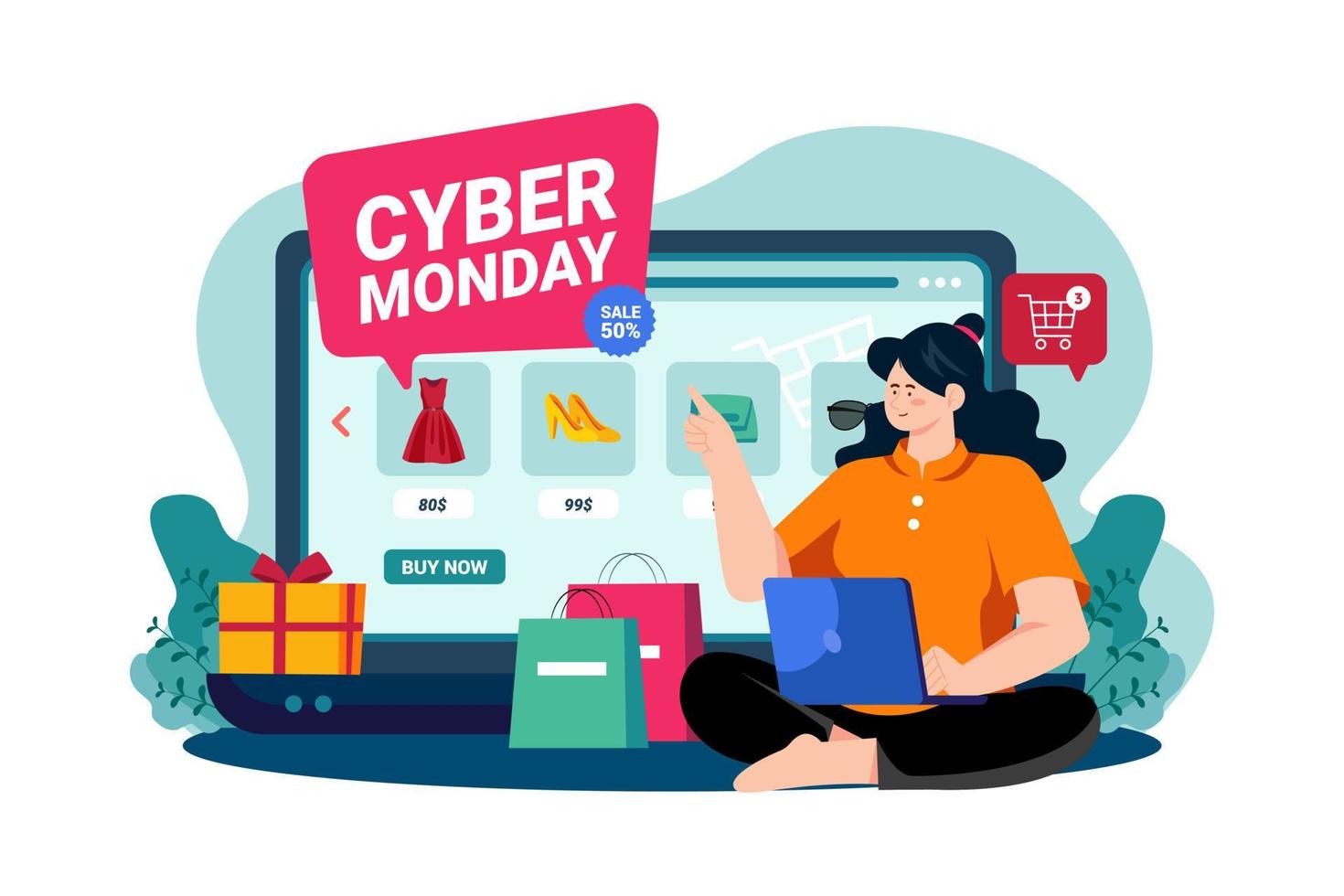 Cyber Monday Shopping vector