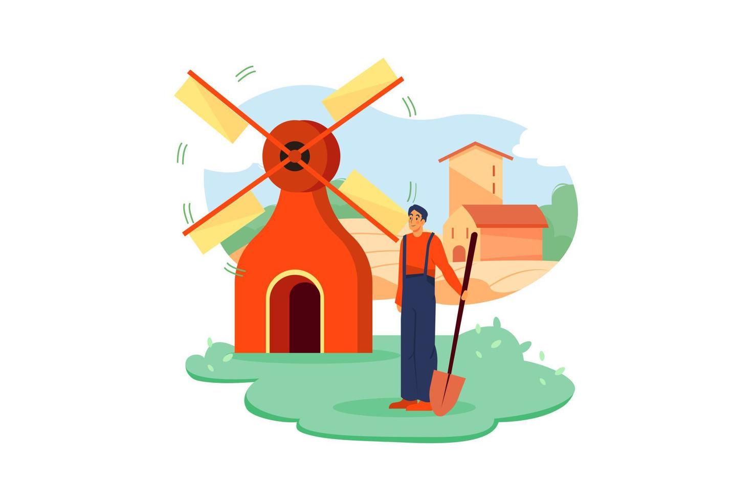 Windmill flat Illustration concept  flat Illustration concept vector