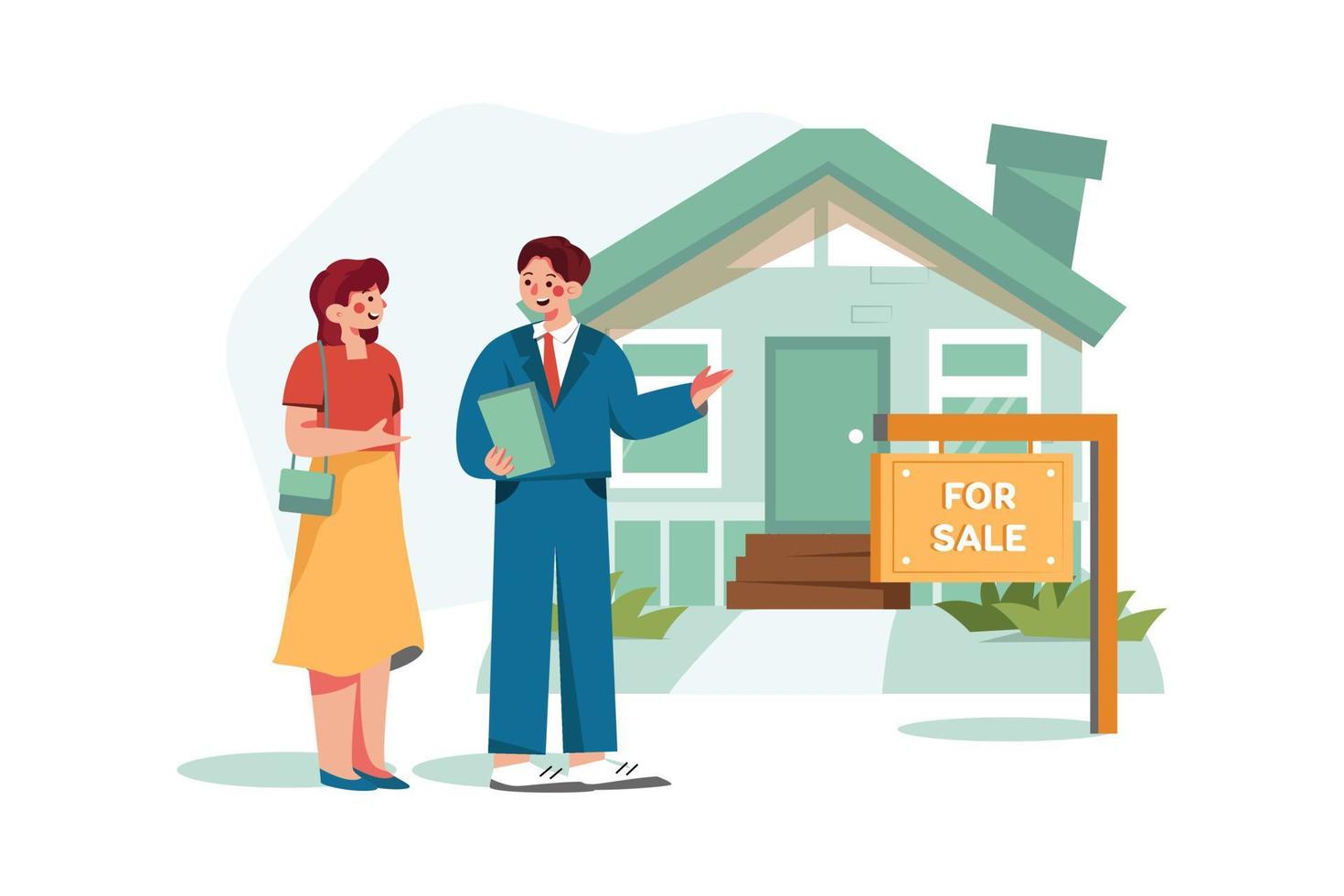 Real Estate Agent Flat Illustrations Concept vector