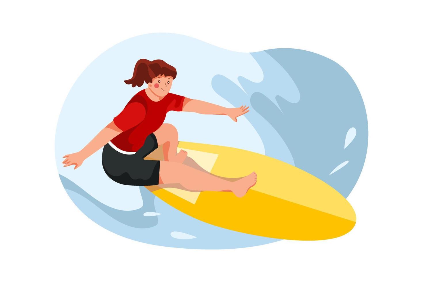 Surfing Flat Illustrations ConCept vector
