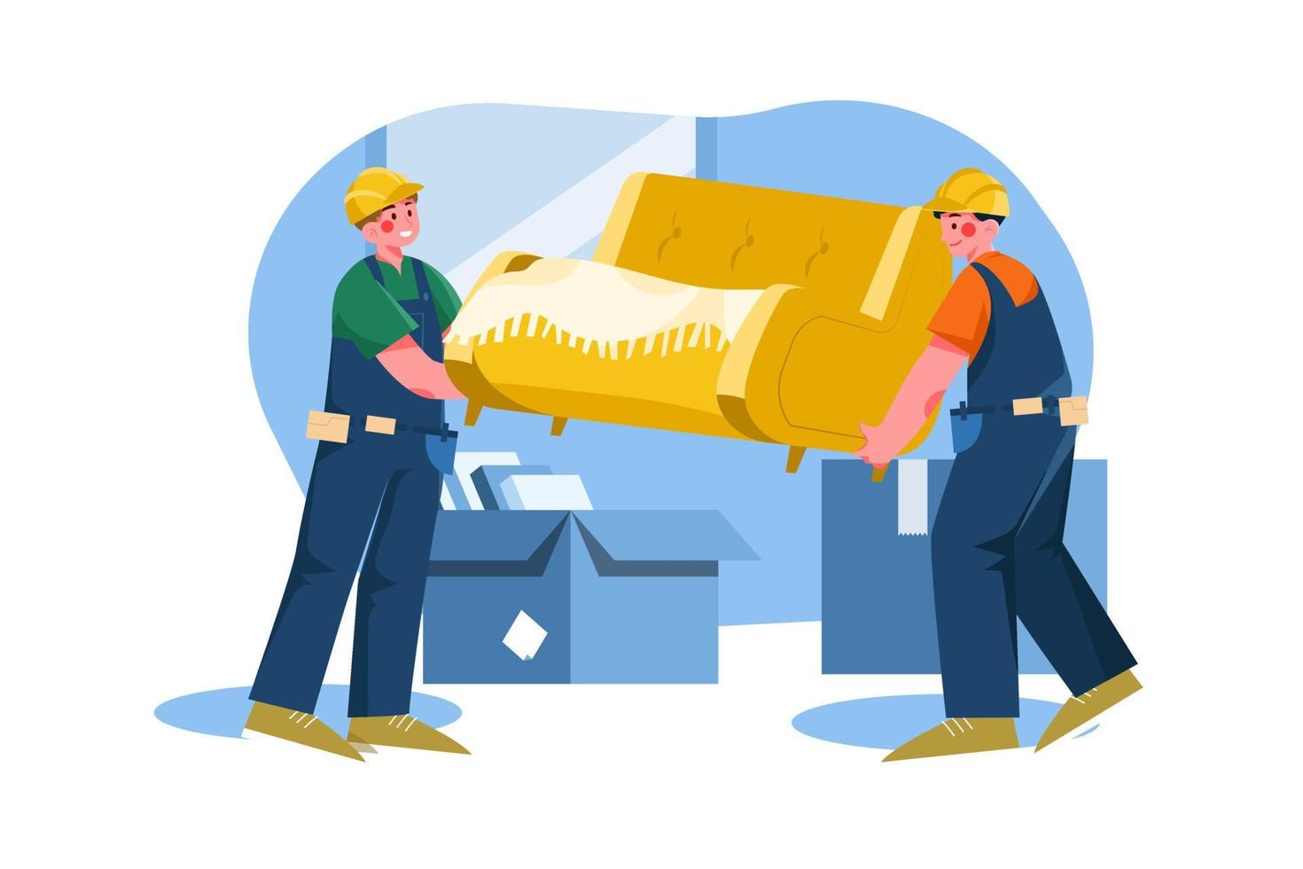 Construction workers arranging interior vector