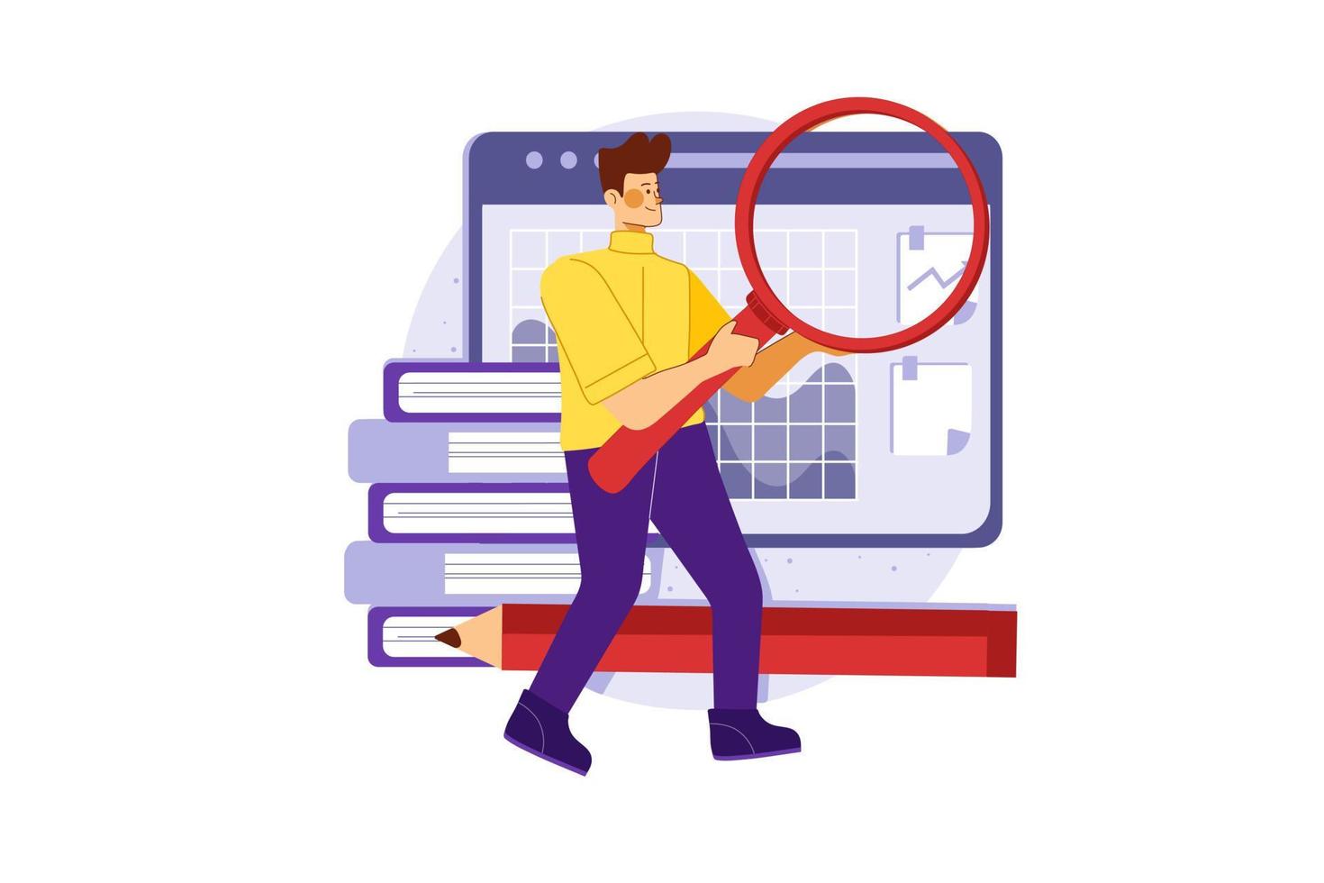 Web analysis Flat Illustrations Concept vector