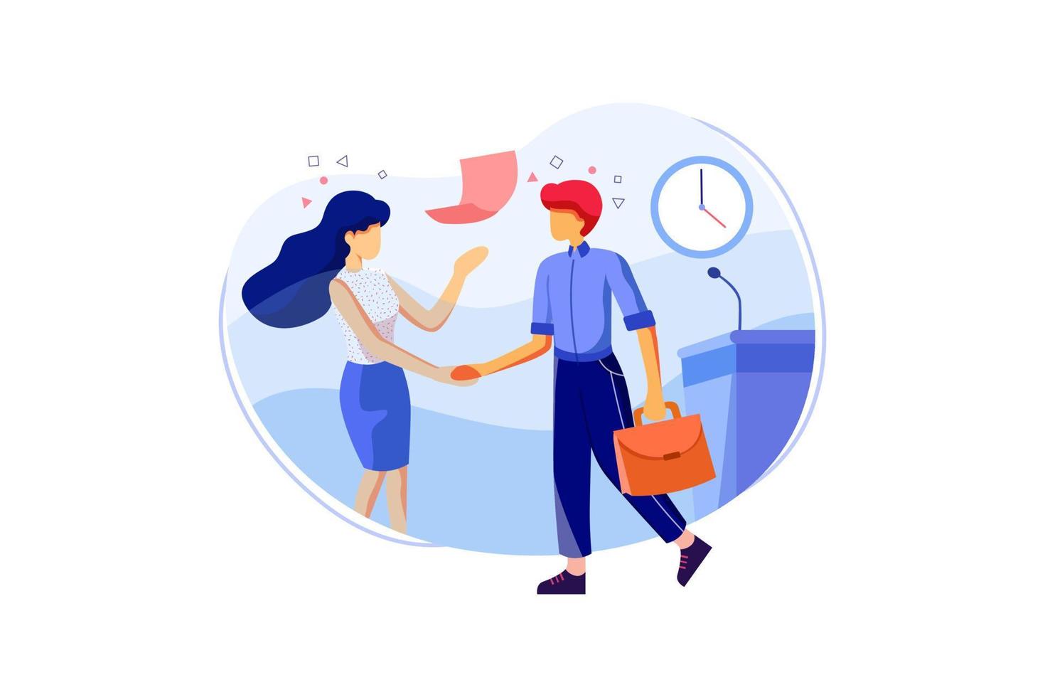 Two persons are shaking hands, businessman, partners, hr manager vector