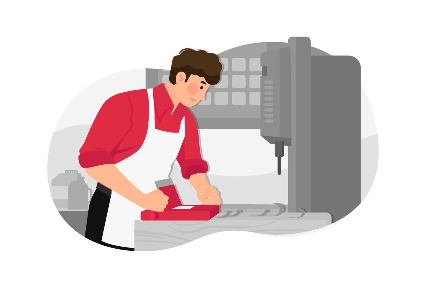 Handsome carpenter working with a wood vector