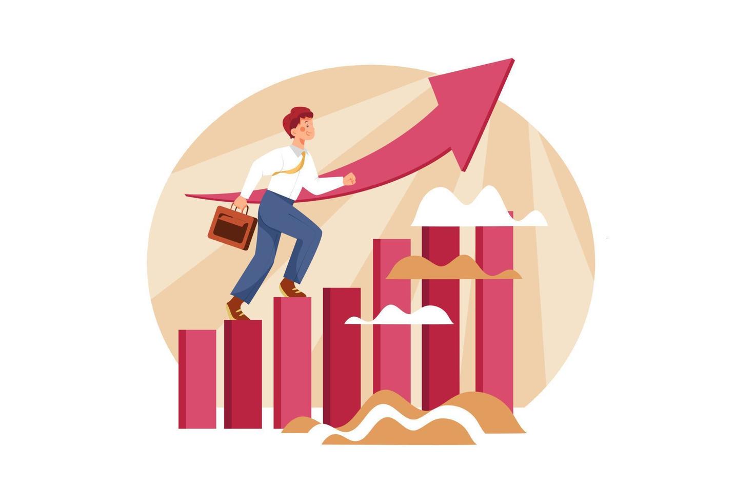Business growth concept. Successful businessman climbing the corporate ladder vector